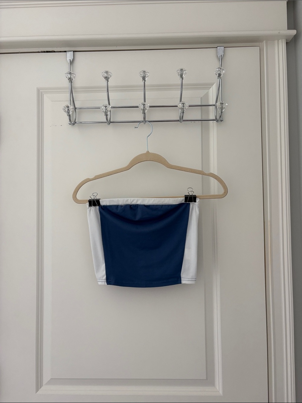 Blue and White Cropped Tube Top